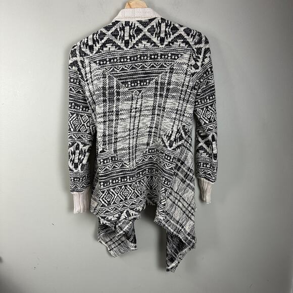 Anthropologie Tiny Marzine Black White Open Front Drape Cardigan Sweater S Small - Picture 3 of 8